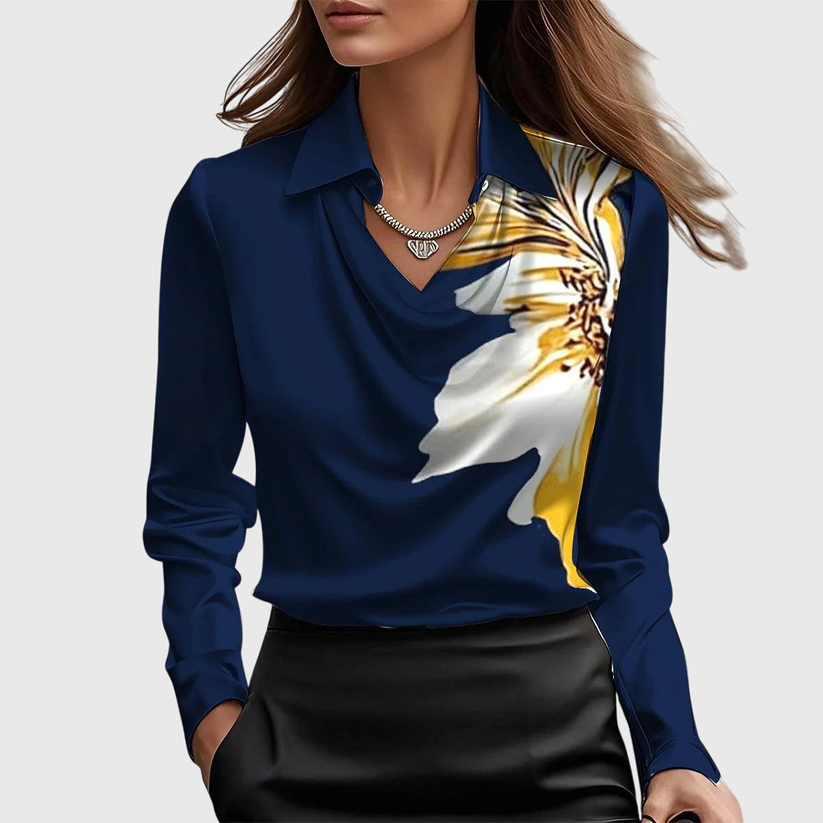 Bleu Foncé fleuri / 3XL