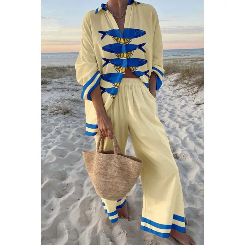 Beige/Bleu / 5XL